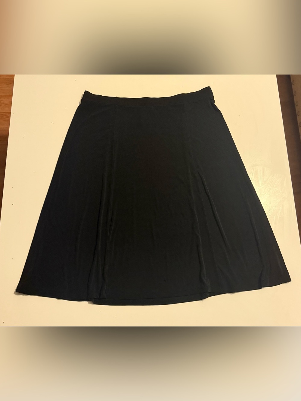 Jaclyn Smith Black Slinky Jersey Knit A-Line Midi Skirt - Size L